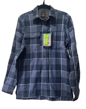 Wrangler ATG All Terrain Gear Long Sleeve Button Shirt Men's Blue Plaid Print S 