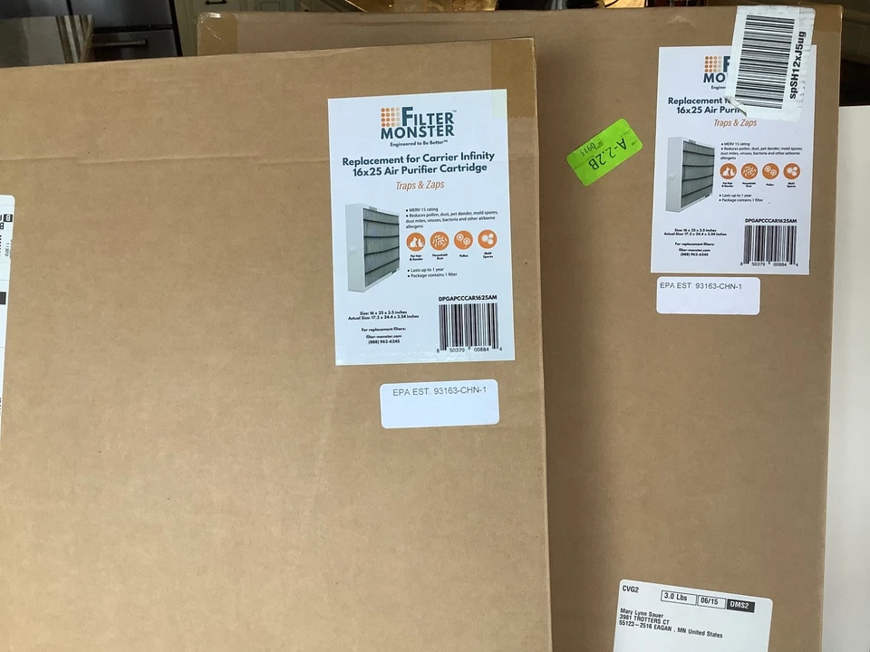 (2) Filtros purificadores de aire de repuesto portador GAPCCCAR1625 Foto 2 de 3