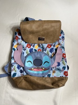 Disney Lilo & Stitch Large Backpack Bioworld  Cinch Faux Leather Flap Park Bag