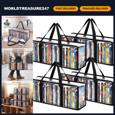 4 Pack DVD Storage Bags - Clear PVC Case Holder, Stackable Organizer for 140 DVD