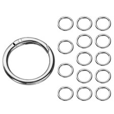 15 Pcs Trigger Spring O Rings, 1" Snap Clip Welded Zinc Alloy Rings, Silver