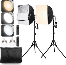 Softbox Lighting Kit,16" X 16",Professional Softbox with 45W LED Bulbs,3000-6500