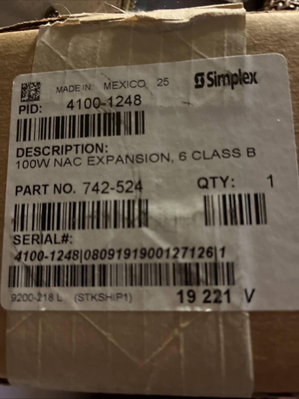 Simplex Nac Box Simplex 4100-1248 100W NAC EXPANSION 6 Class B 742-524 NEW In Box SAME ...