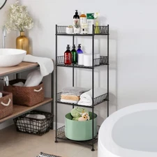 Bathroom Shelves Freestanding Bathroom Towel Storage 4 Tier Wire Shelving Uni...
