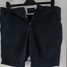 Short chino homme Lyle & Scott coton bleu marine boutonné plat devant fermeture éclair W32 32 pouces