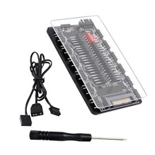 5V 3Pin ARGB Fan Hub  4 Pin PWM Splitter 2 in 1 Case Fan Hub 10 Way Sync CPU