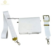 Original White Leather CROSS BELT & POUCH &ndash; Old British Army Parade Ceremonial