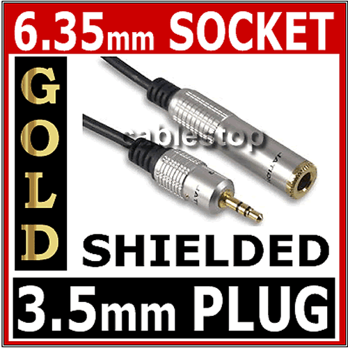 KURZ Mini 3,5 mm Stecker auf 6,35 mm 1/4" Buchse Stereo Buchse Kopfhörer Adapter Kabel - Bild 2 von 2