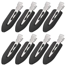 8Pcs No Bend Hair Clips - Crease Styling Duck Bill Black 
