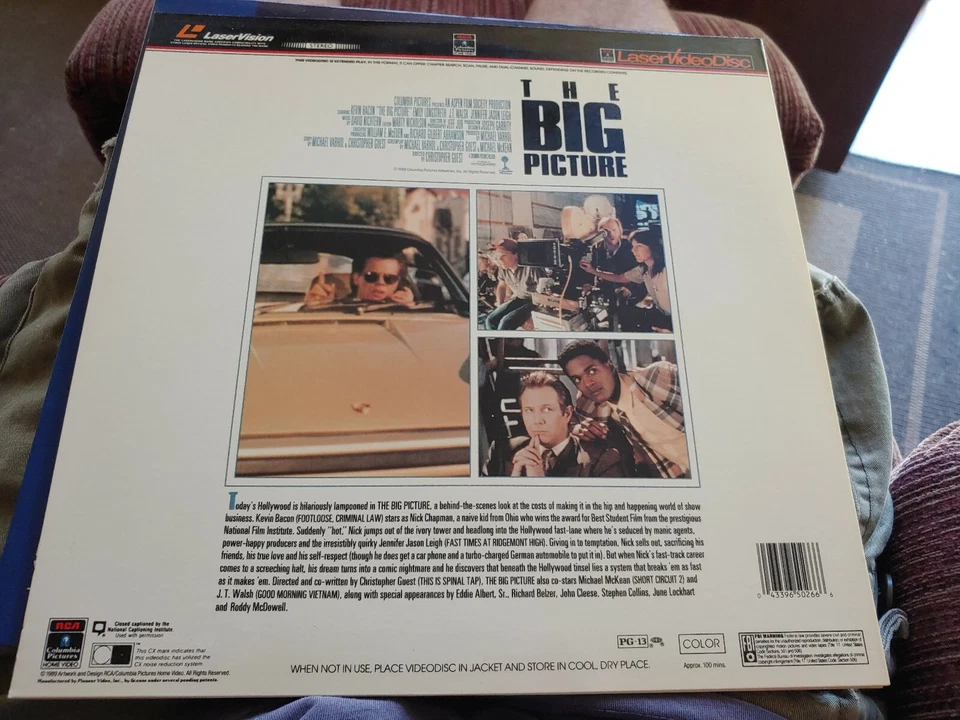 The Big Picture Comedy Drama Laserdisc 1989 Kevin Bacon Jennifer Jason Leigh VG Foto 2 de 3