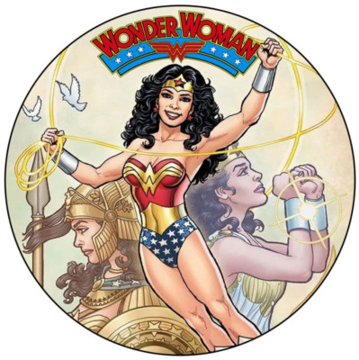 1 x WONDER WOMAN 19cm Round SUPERHERO Edible Cake Topper Rice Wafer ...