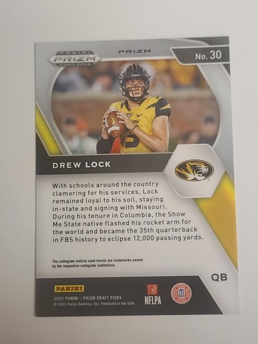 2021 Panini Prizm Draft Picks Football Drew Lock Red Cracked Ice #30 - Picture 3 of 9