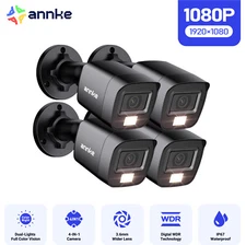 ANNKE 4pcs HD 1080P Video TVI 2MP Security Camera Outdoor AI Color Night Vision