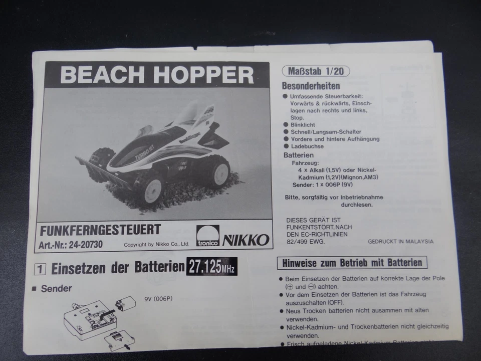Vintage Beach Hopper Buggy Ferngesteuert RC Radio Control Nikko Tronico 1986 OVP - Bild 4 von 4