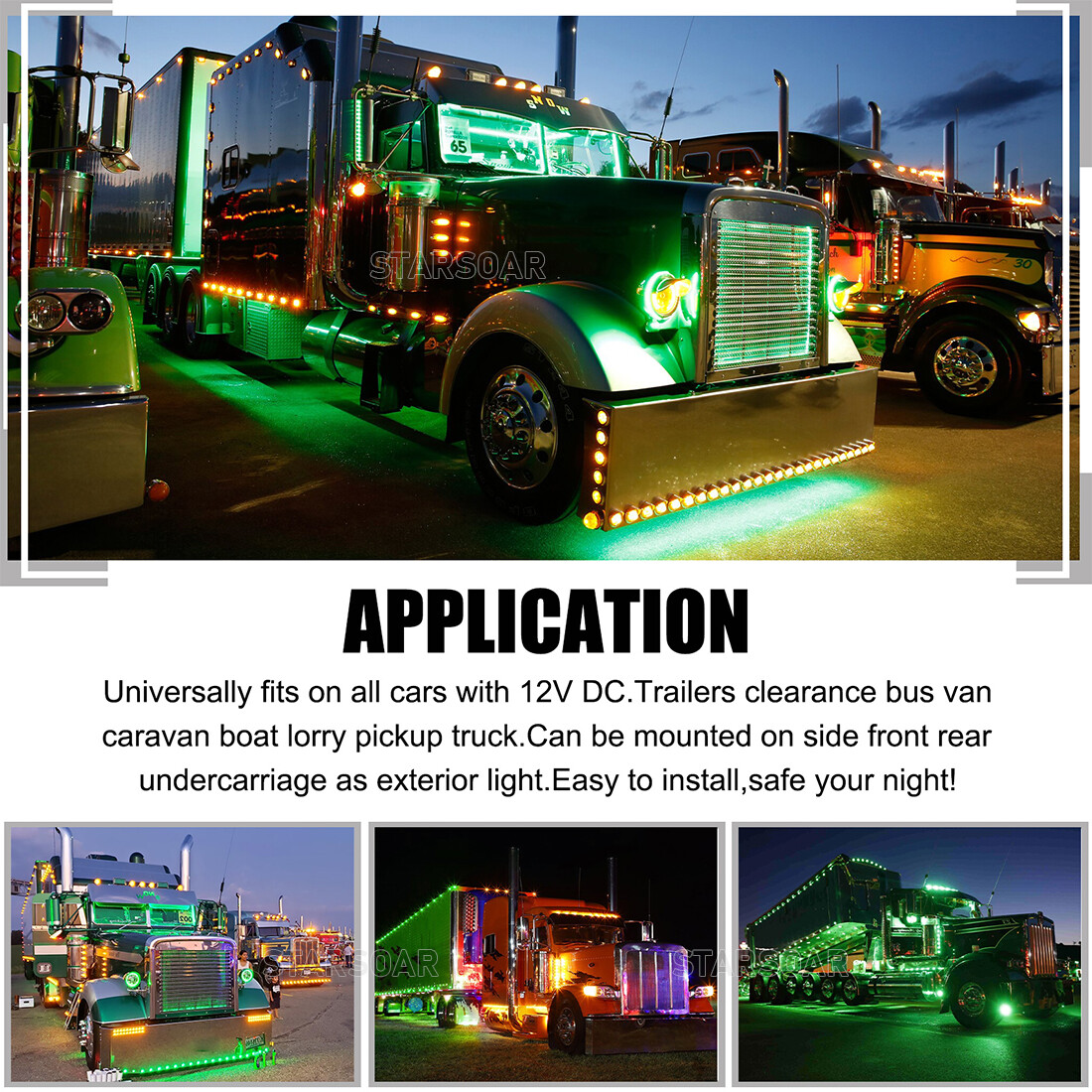 10x Round 3/4" AmberLED Clearance Marker Bullet Auto Truck Trailer Lights Lamp E