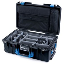 Black  Blue Pelican 1535 Air case with grey CVPKG dividers  Computer Pouch.