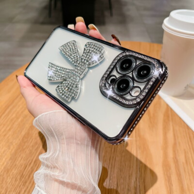 For Apple iPhone 14 13 12 Pro Max 11 Diamond Bow Plating Shockproof Case Cover