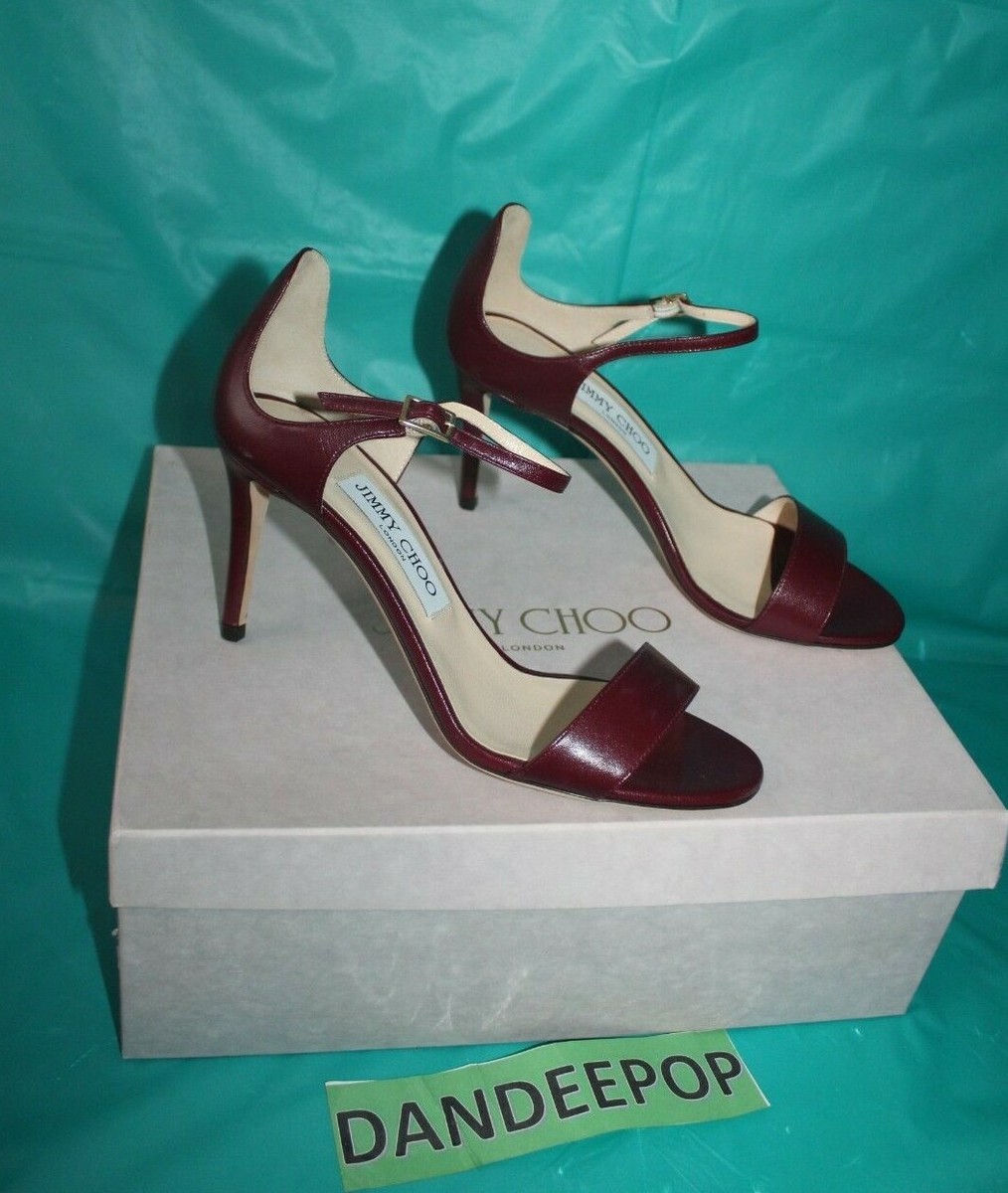 靴 Jimmy Choo 37 Jimmy Choo London Dark Shiraz Red Leather Sandals Women's 37