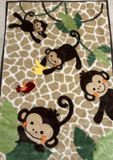 Lambs  Ivy Monkey Giraffe Print Baby Blanket 30x40