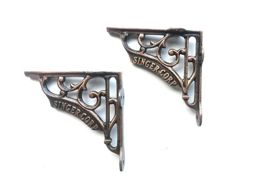 5X5 SHELF BRACKETS SINGER CORP ANTIQUE COPPER - CAST IRON - Image 4 of 4