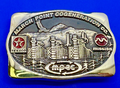 Texaco Oil Refining March Point Cogeneration Co. Brass Anacortes Belt Buckle