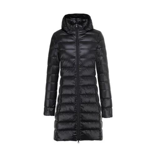 Piumino d'anatra donna ultraleggero lungo giacca puffer parka cappotto invernale con cappuccio capospalla - Foto 7 di 19