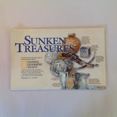Vtg 2001 National Geographic Sunken Treasures of the World Lost and Found Map