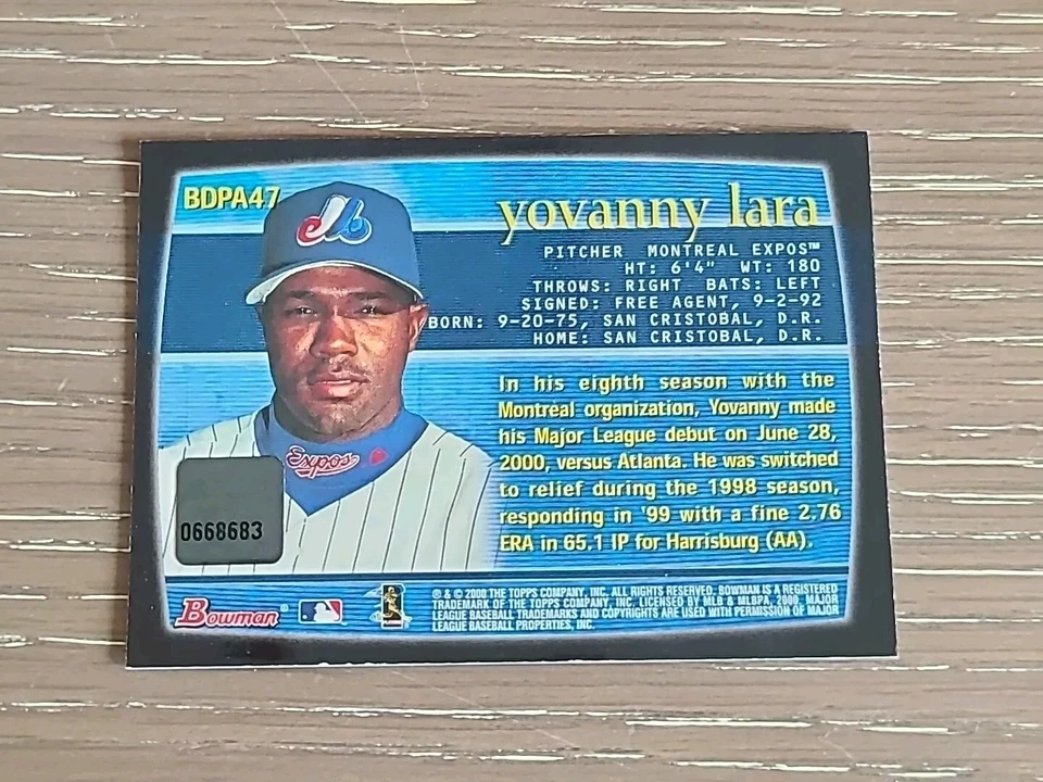 2000 Bowman Draft Auto Yovanny Lara #BDPA47 Rookie Autograph $$$ - Image 2 of 2