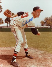 LEW BURDETTE SIGNED AUTOGRAPHED 8x10 PHOTO MILWAUKEE BRAVES LEGEND BECKETT BAS