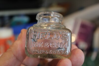 Antique, 2'', Clear, FIELD'S INK & GUM, Ink Well, Item A - 5319
