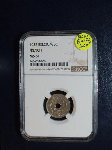 1932 Belgium Five Centimes NGC MS61 UNCIRCULATED 5C Coin PRICED TO SELL NOW