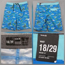 Hurley Board Shorts Youth Boys 18/29 Blue Graphic Surf Swim
