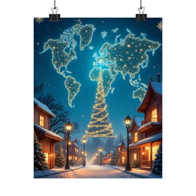 Illuminated World Map Poster, Holiday Decor, Christmas Wall Art, Gift for [...]
