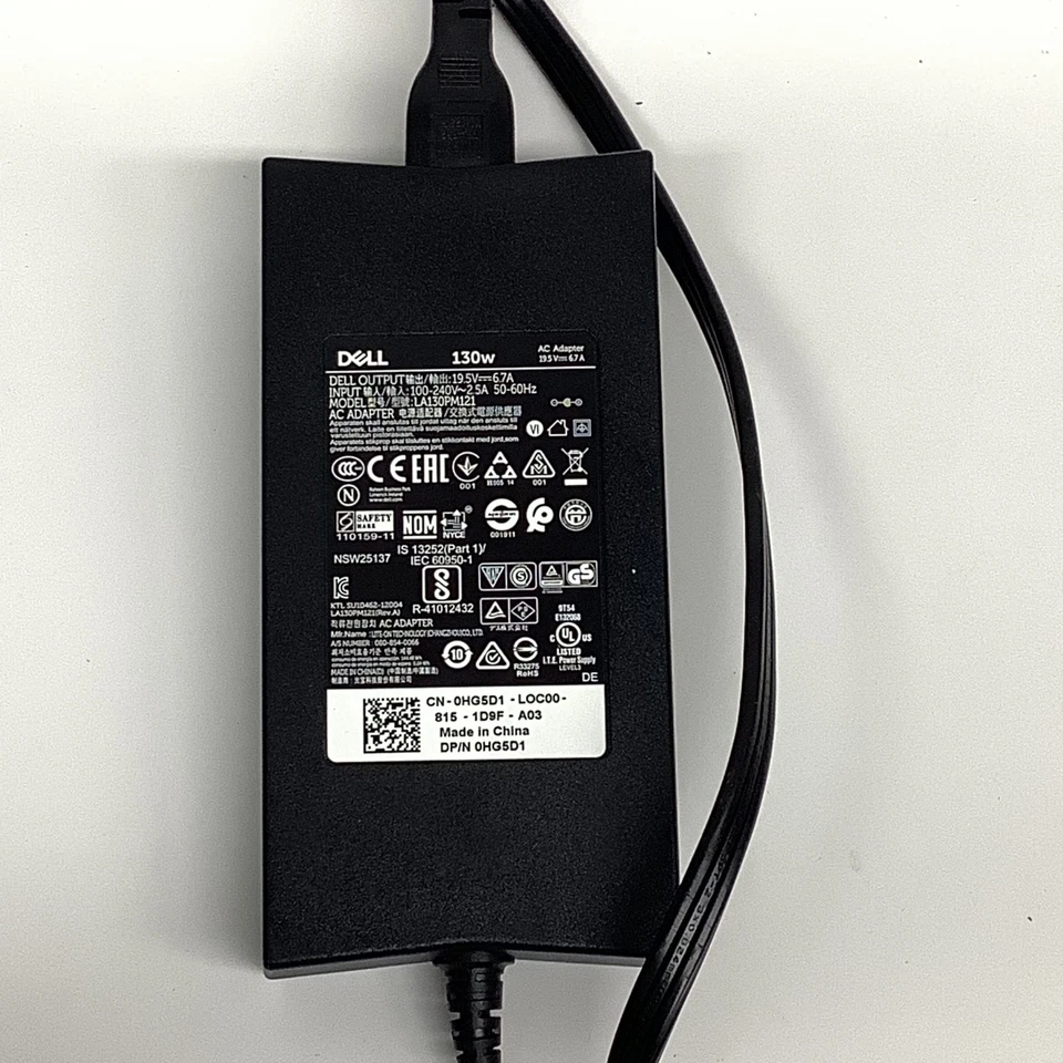 Cargador para computadora portátil Dell 130W adaptador de CA 19,5 V 6,7 A PA-4E DA130PE1-00 LA130PM121 OEM Foto 2 de 2