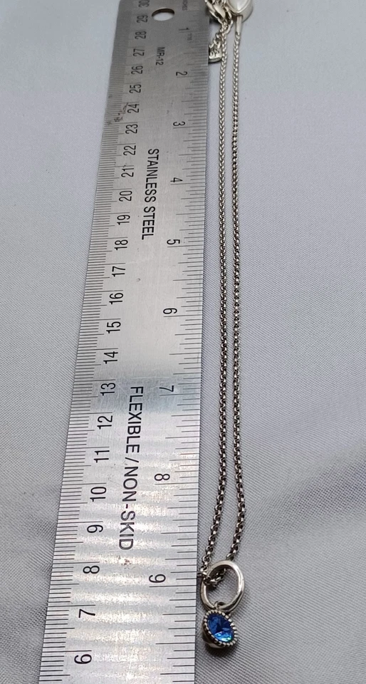 Collar Colgante Cristal Azul Brighton "Amor, Apreciar, Alegría" En Reverso 15-17.5" Foto 3 de 4