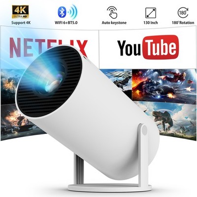 Projector WIFI 6 and Bluetooth 4K 1080P 130'' Screen Movie Projector fit Laptop