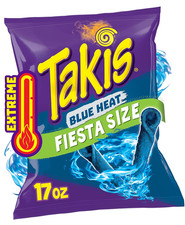 Takis Blue Heat 17 Oz Fiesta Size Bag, Hot Chili Pepper Flavored Extreme Spicy R