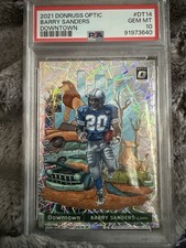2021 PANINI DONRUSS OPTIC DOWNTOWN PRIZM #DT14 BARRY SANDERS HOF PSA 10
