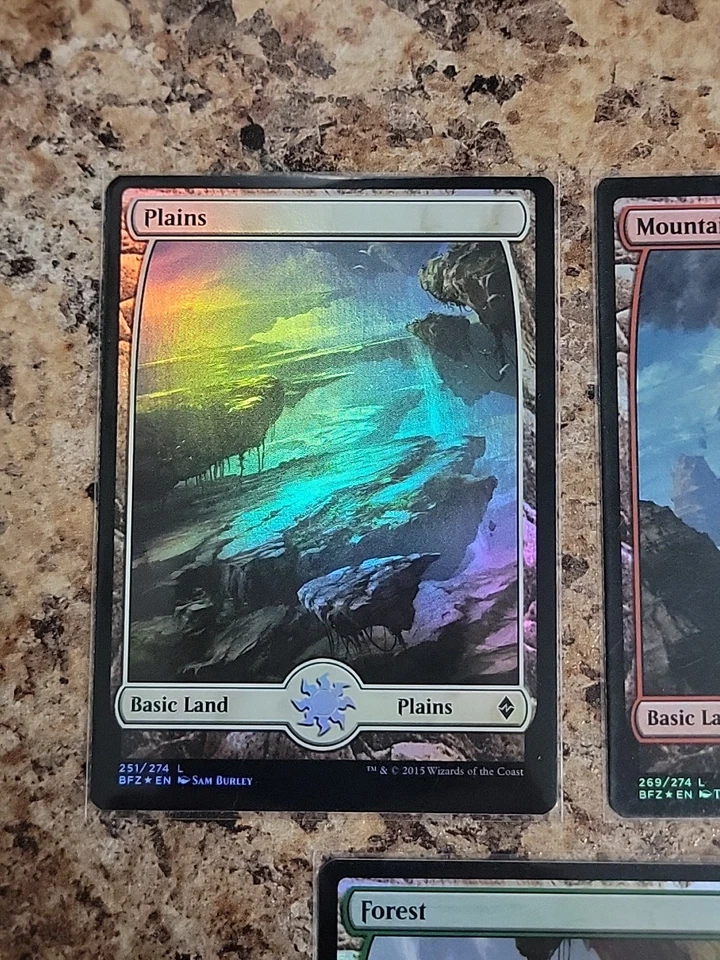 (x5) Basic Lands MTG (Full Art FOIL) BFZ Near Mint Never Played Commander Ready - Image 3 of 4