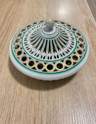 KPM Berlin Prunk-Deckeldose Potpourri Durchbrochen Grün Gold 1. Wahl um 1900