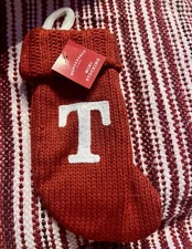 Target Wondershop Red Mini 7" Christmas Stocking w/ Embroidered "T” Letter Knit