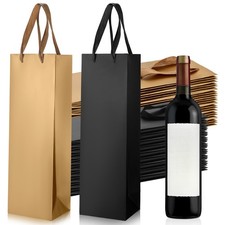 20 Pcs Wine Gift Bags Bulk 3.7 x 3.5 x 13.8 Paper Wine Bottle Gift Bags with ...