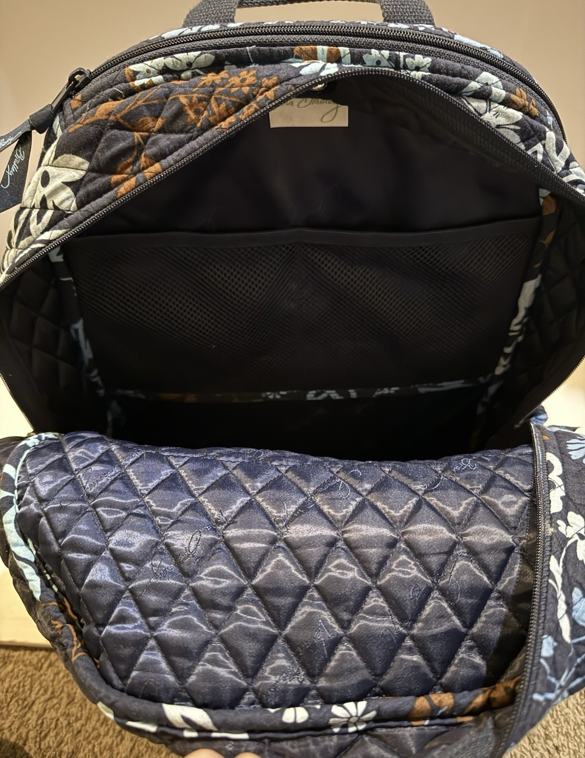 Vera Bradley Quilted  Backpack Java Flora Blue Br… - image 6