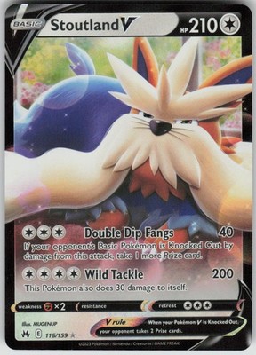 Pokemon Stoutland V Holo Ultra Rare SWSH: Crown Zenith 116/159 NM