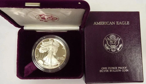 1986 S American Silver Eagle One Ounce Proof 999 Silver Bullion $1 Coin in OGP