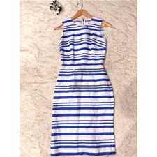 DOLCE&GABBANA Dress Size 36 Sleeveless Linen Summer Striped White Blue