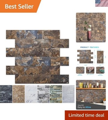 10-Sheet Peel and Stick Rust Slate Backsplash Tiles - Easy DIY Installation