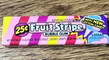 Vintage 1990's FRUIT STRIPE bubble gum COTTON CANDY pack NOS - sealed