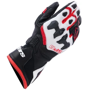 Alpinestars SP-9 Motorcycle Racing Leather Gloves - Black / White / Bright Red