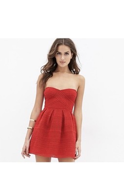 forever 21 red strapless dress Strapless Long Maxi Dress Summer Dress Forever 21 w/Belt size M Coral  Orange EUC